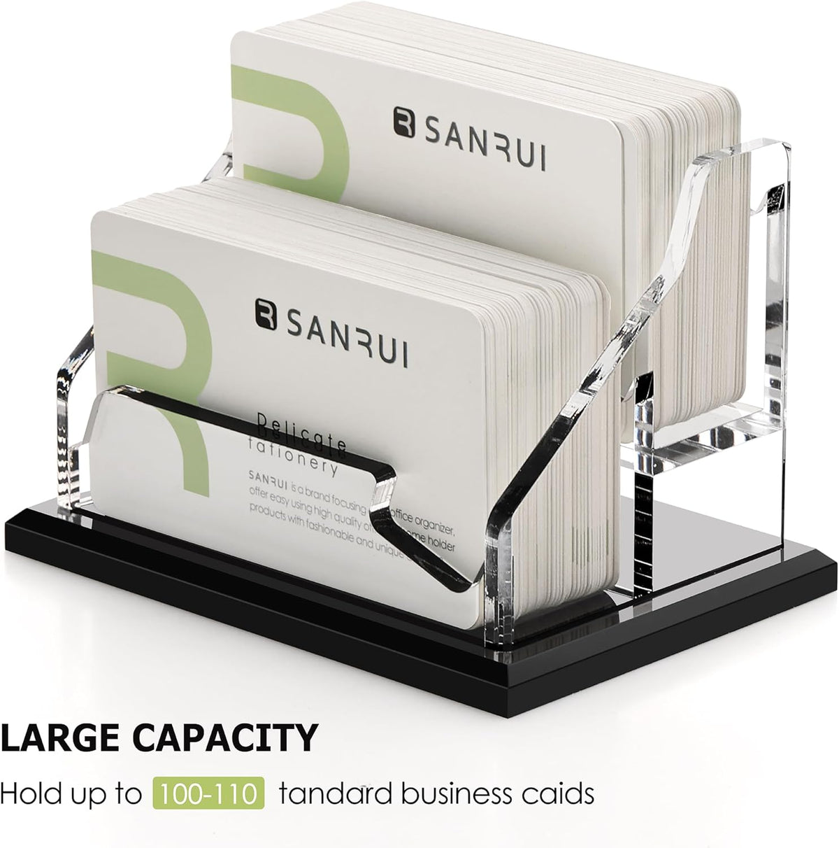 Acrylic Black Business Card Holder Clear Desk Display Stand 1 Slot