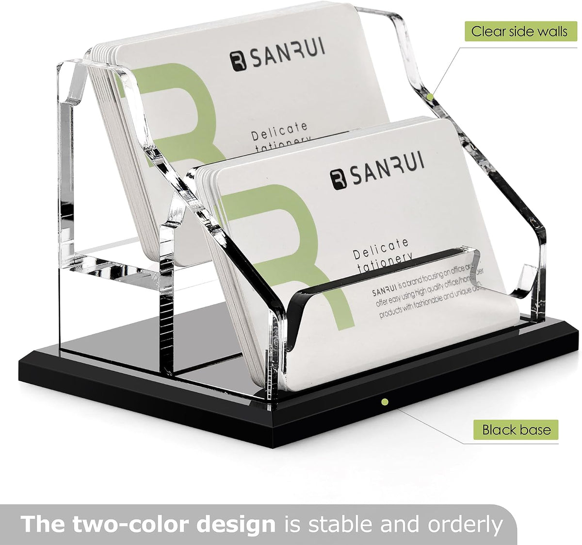 Acrylic Black Business Card Holder Clear Desk Display Stand 1 Slot