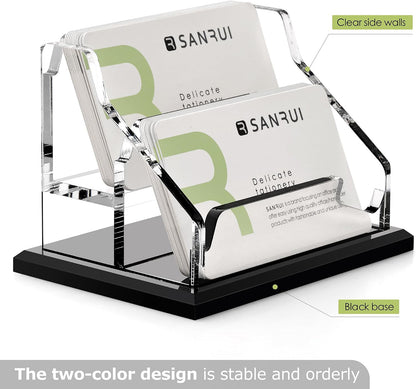 Acrylic Black Business Card Holder Clear Desk Display Stand 1 Slot