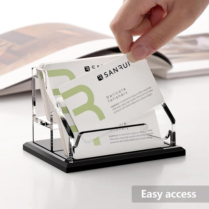 Acrylic Black Business Card Holder Clear Desk Display Stand 1 Slot