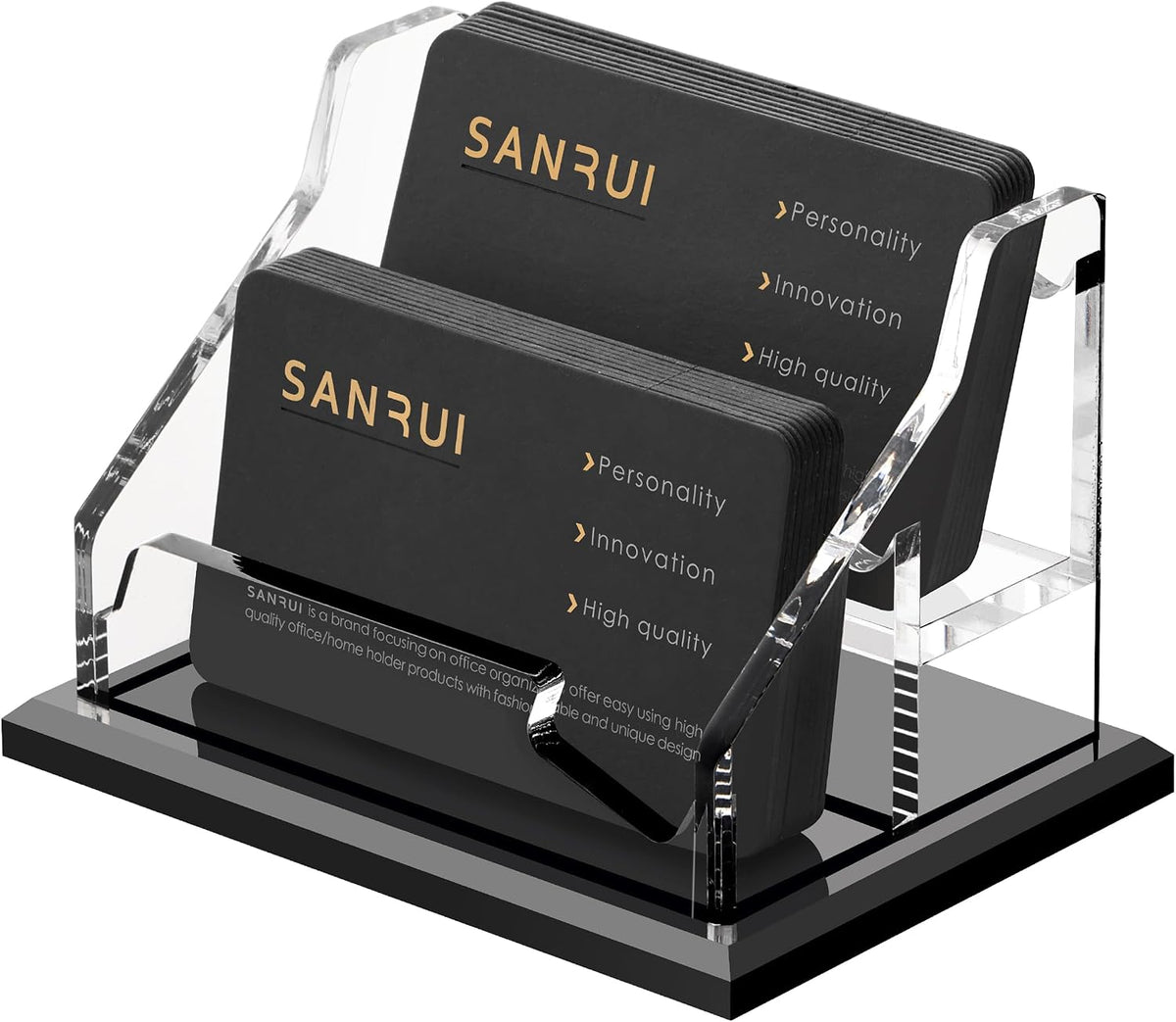 Acrylic Black Business Card Holder Clear Desk Display Stand 1 Slot