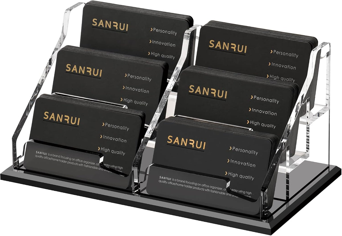 Acrylic Black Business Card Holder Clear Desk Display Stand 1 Slot
