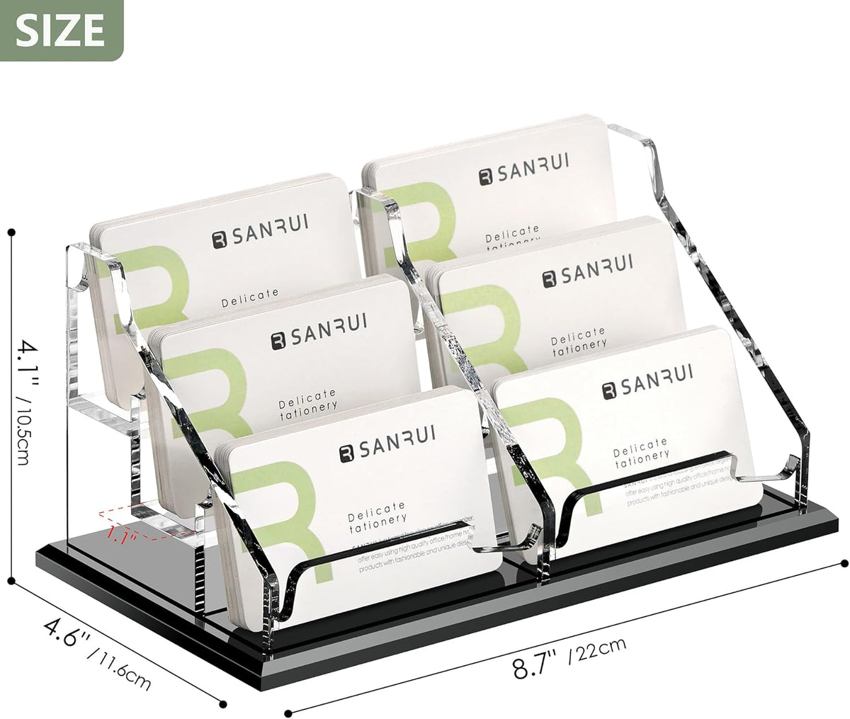Acrylic Black Business Card Holder Clear Desk Display Stand 1 Slot