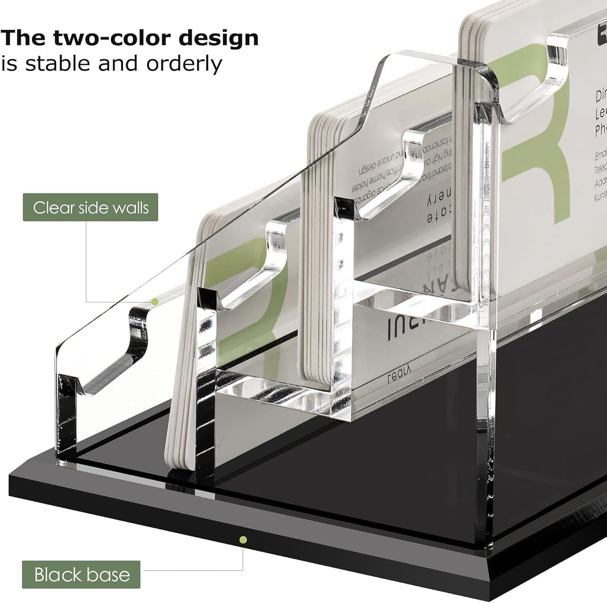 Acrylic Black Business Card Holder Clear Desk Display Stand 1 Slot