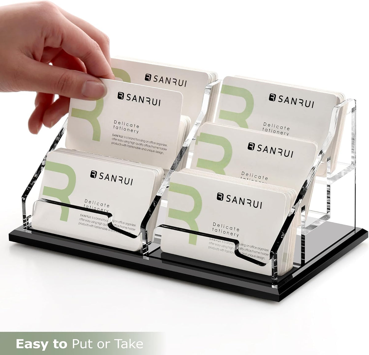 Acrylic Black Business Card Holder Clear Desk Display Stand 1 Slot