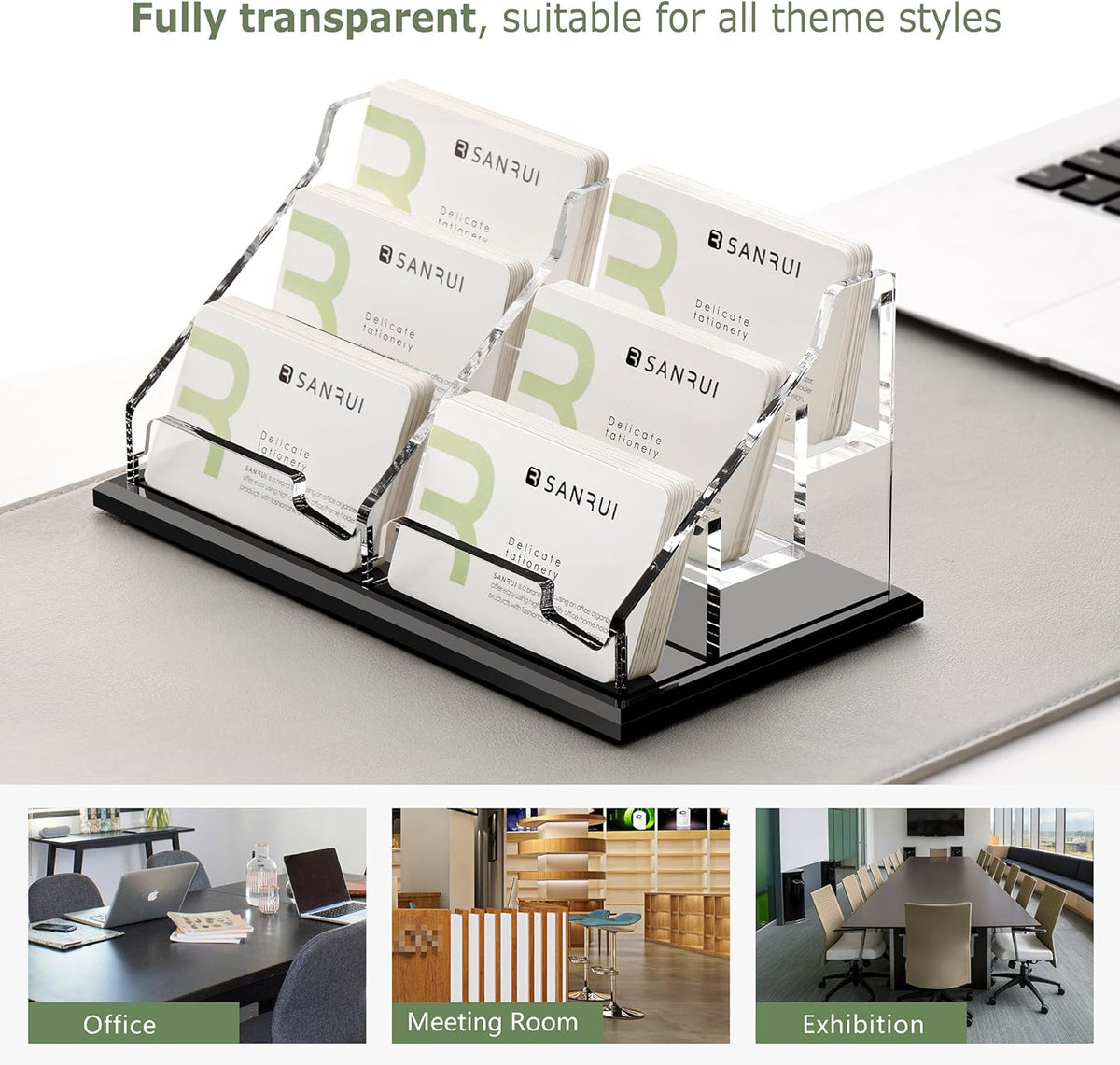 Acrylic Black Business Card Holder Clear Desk Display Stand 1 Slot