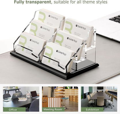 Acrylic Black Business Card Holder Clear Desk Display Stand 1 Slot