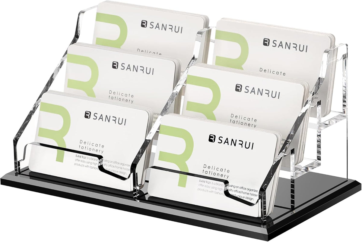 Acrylic Black Business Card Holder Clear Desk Display Stand 1 Slot