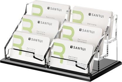 Acrylic Black Business Card Holder Clear Desk Display Stand 1 Slot