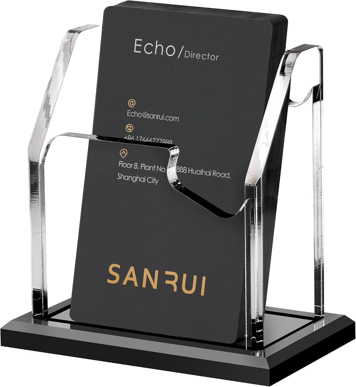 Acrylic Black Business Card Holder Clear Desk Display Stand 1 Slot