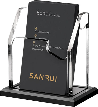 Acrylic Black Business Card Holder Clear Desk Display Stand 1 Slot