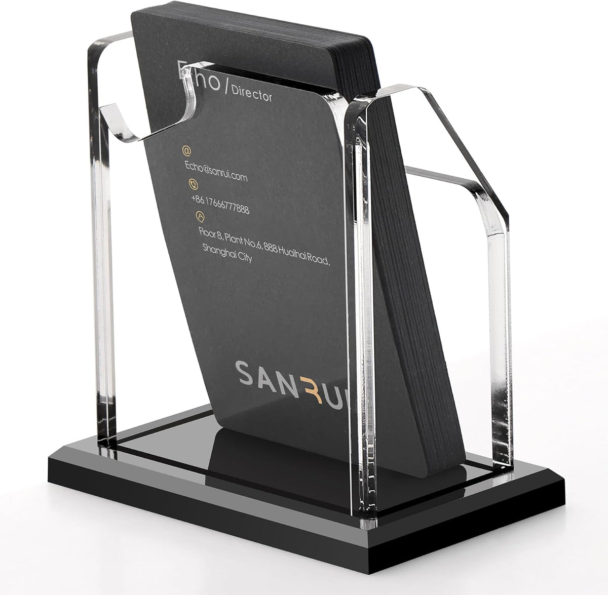 Acrylic Black Business Card Holder Clear Desk Display Stand 1 Slot