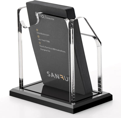 Acrylic Black Business Card Holder Clear Desk Display Stand 1 Slot