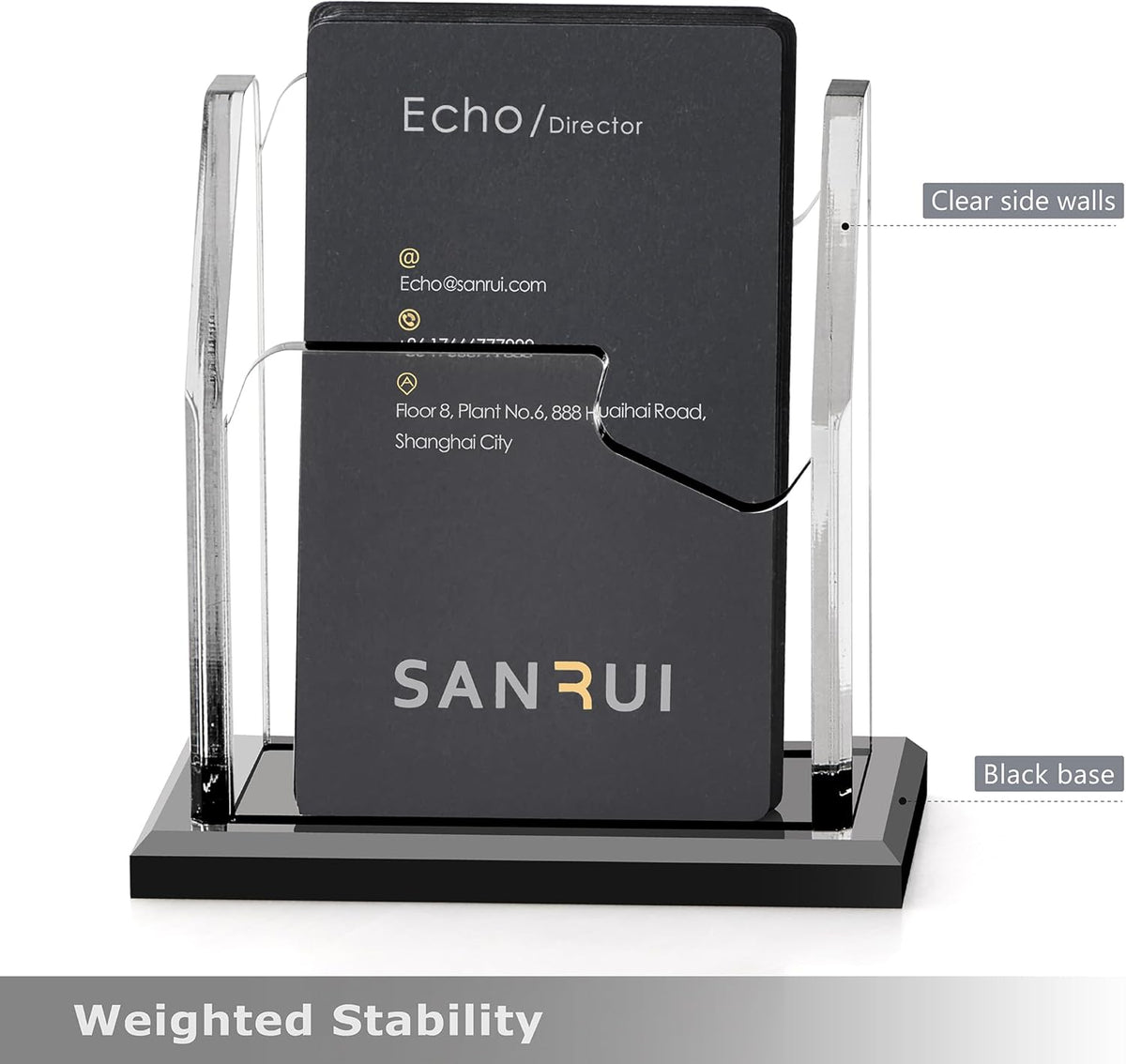 Acrylic Black Business Card Holder Clear Desk Display Stand 1 Slot