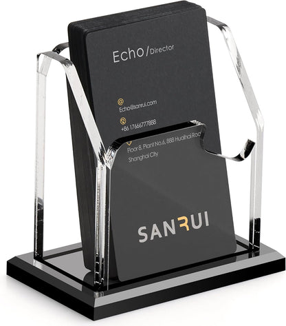 Acrylic Black Business Card Holder Clear Desk Display Stand 1 Slot
