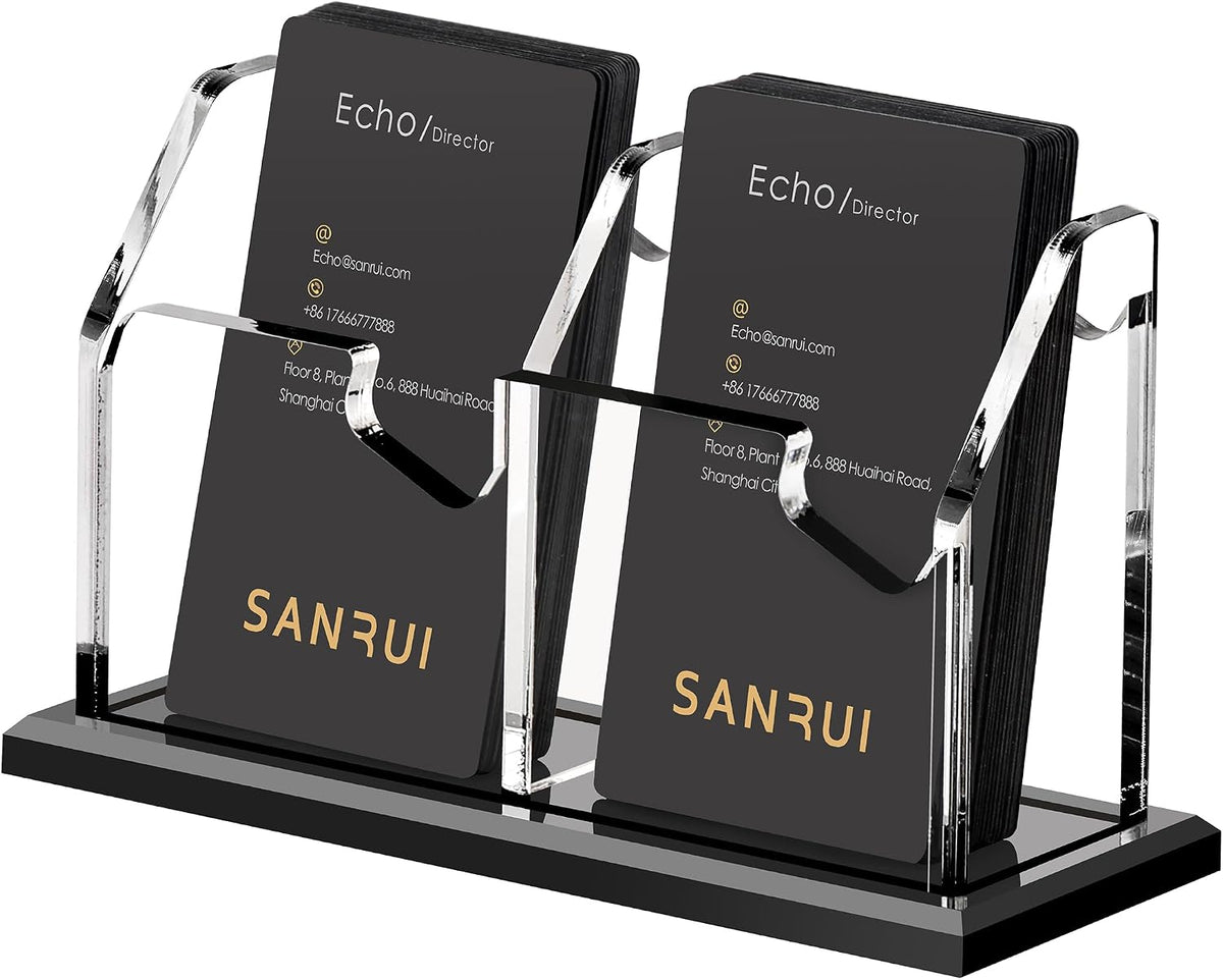 Acrylic Black Business Card Holder Clear Desk Display Stand 1 Slot