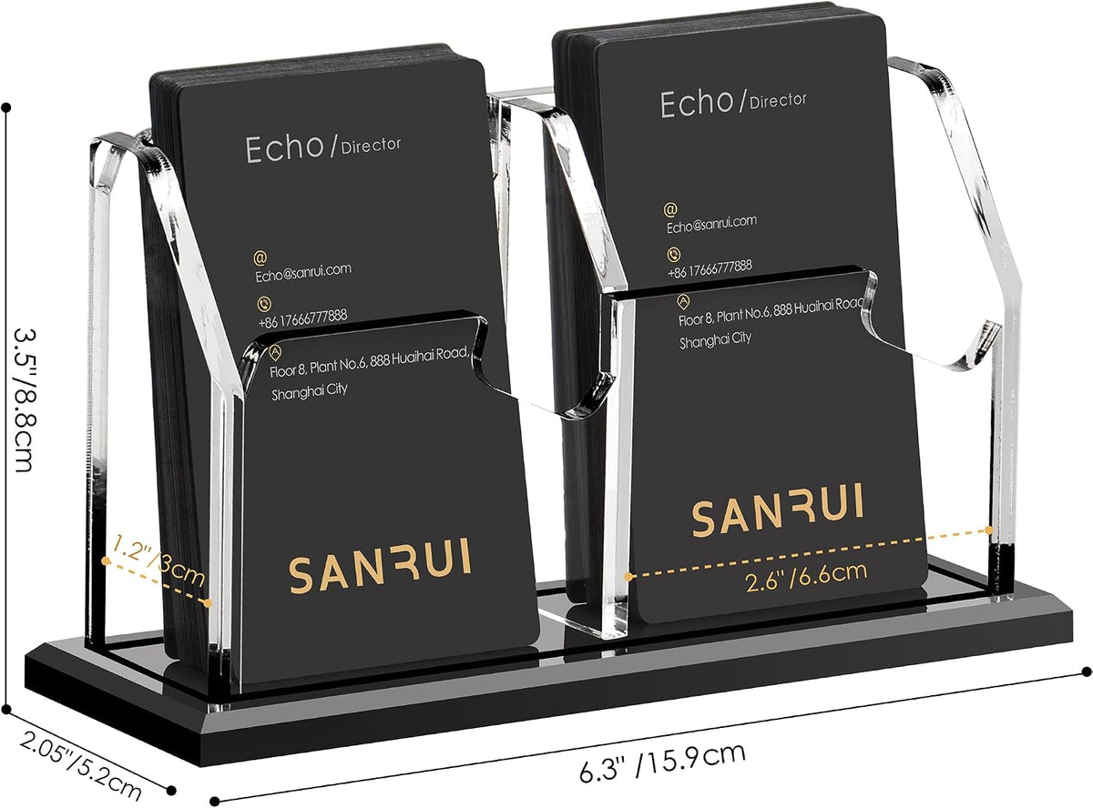 Acrylic Black Business Card Holder Clear Desk Display Stand 1 Slot