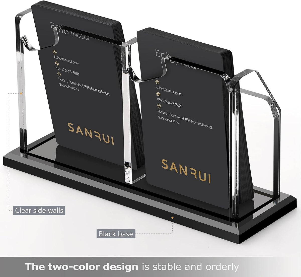 Acrylic Black Business Card Holder Clear Desk Display Stand 1 Slot