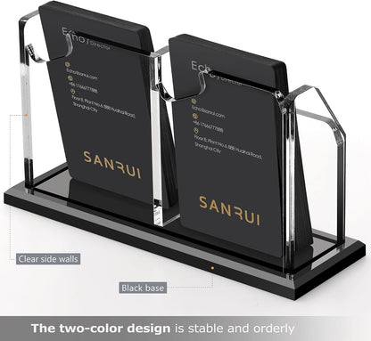 Acrylic Black Business Card Holder Clear Desk Display Stand 1 Slot