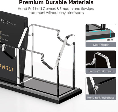 Acrylic Black Business Card Holder Clear Desk Display Stand 1 Slot