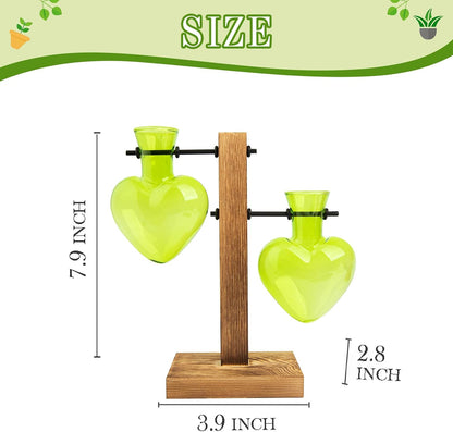 Plant Propagation Station Terrarium Wooden Stand 2 Love Bulb Vase