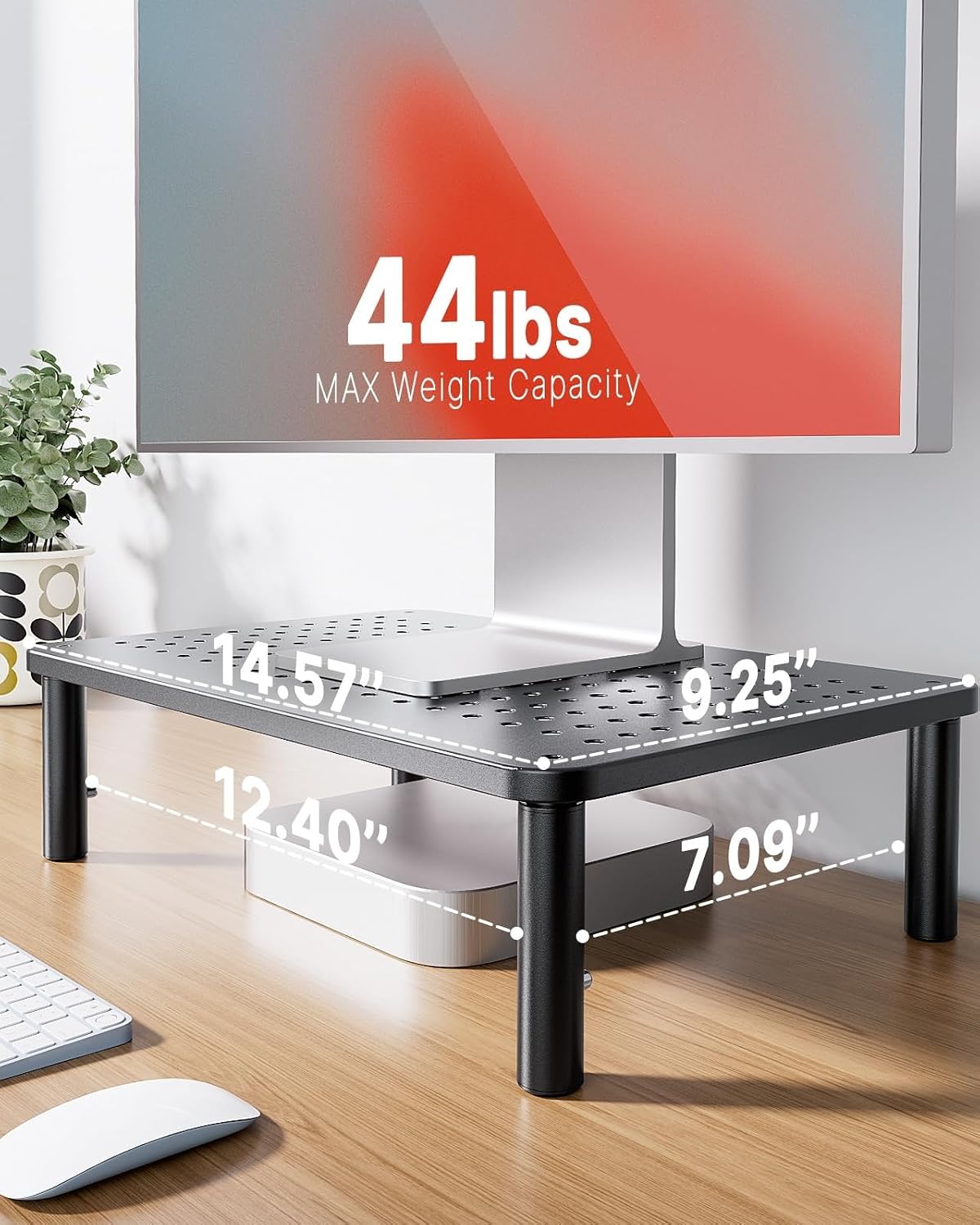 Monitor Stand, Monitor Stand Riser 3 Height Adjustable, Monitor Riser with Airflow Vents, Laptop Stand for Desk, Laptop Riser, Desk Organizer for Monitor, Laptop, PC, Printer