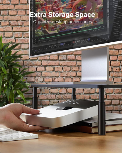 Monitor Stand, Monitor Stand Riser 3 Height Adjustable, Monitor Riser with Airflow Vents, Laptop Stand for Desk, Laptop Riser, Desk Organizer for Monitor, Laptop, PC, Printer