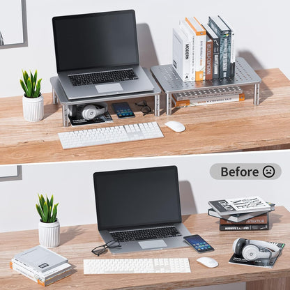 Monitor Stand, Monitor Stand Riser 3 Height Adjustable, Monitor Riser with Airflow Vents, Laptop Stand for Desk, Laptop Riser, Desk Organizer for Monitor, Laptop, PC, Printer