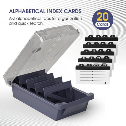Business Card Holder Desk, Large Plastic Business Card Box with Lid