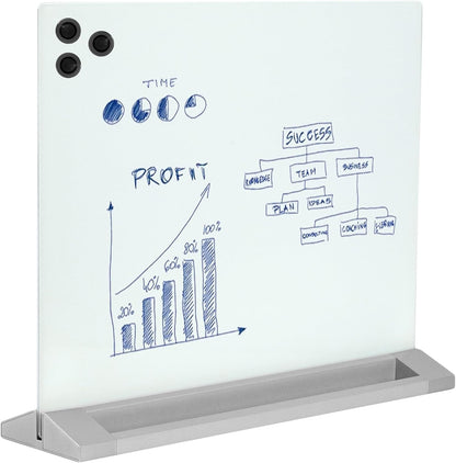 White Glass 23 x 19 in Tabletop Dry Erase Board, DESK-WB23G
