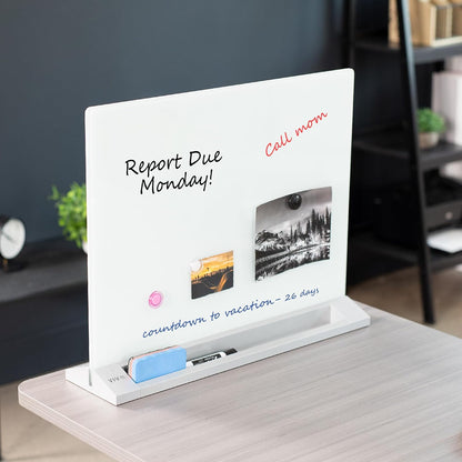 White Glass 23 x 19 in Tabletop Dry Erase Board, DESK-WB23G