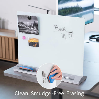 White Glass 23 x 19 in Tabletop Dry Erase Board, DESK-WB23G