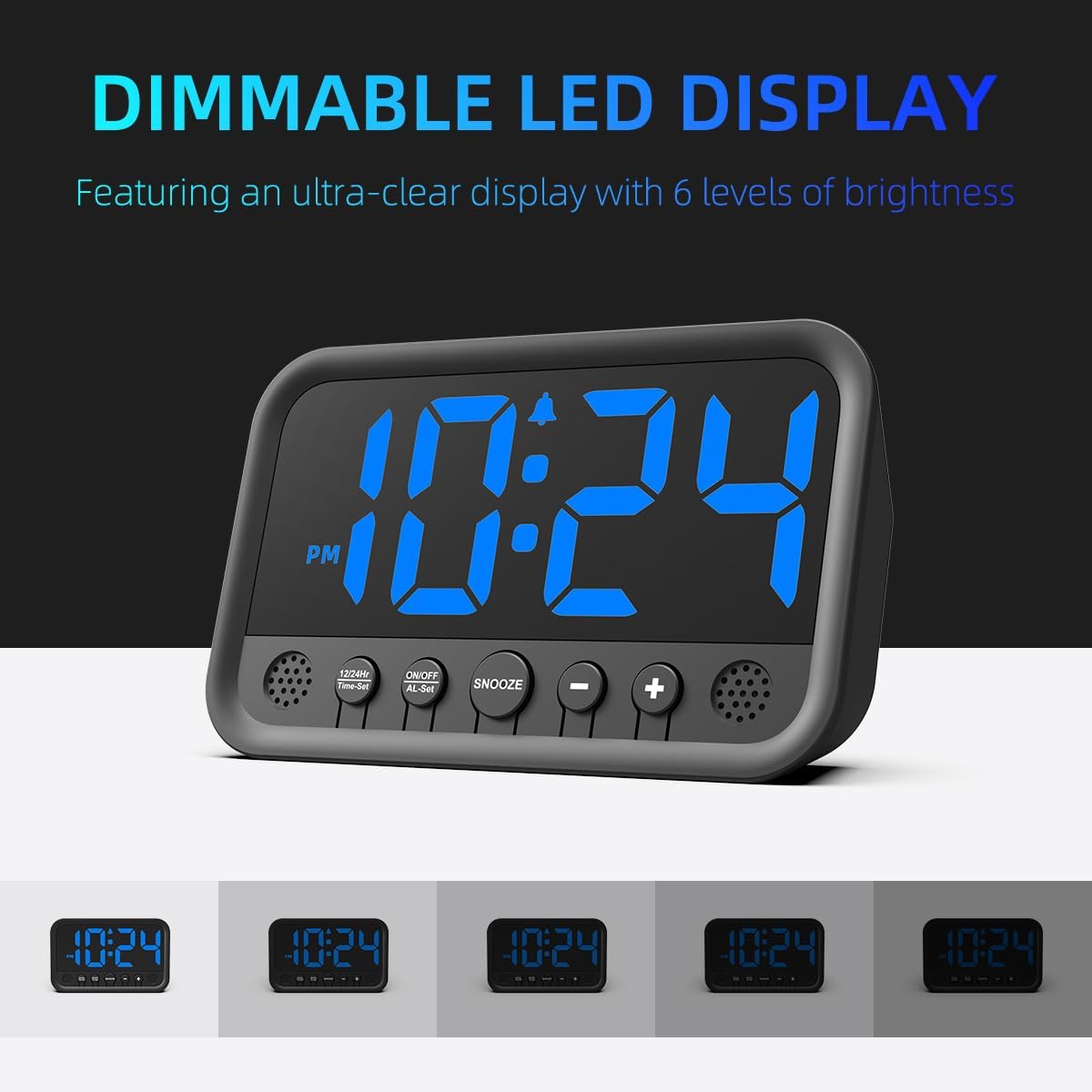 Small LED Digital Clock for Bedroom, Loud Alarm Clock for Heavy Sleepers Adults, Teens | Plug-In Electric Desk Clock | Simple Bedside Nightstand Clock with Adjustable Volume/Brightness/Snooze – Green