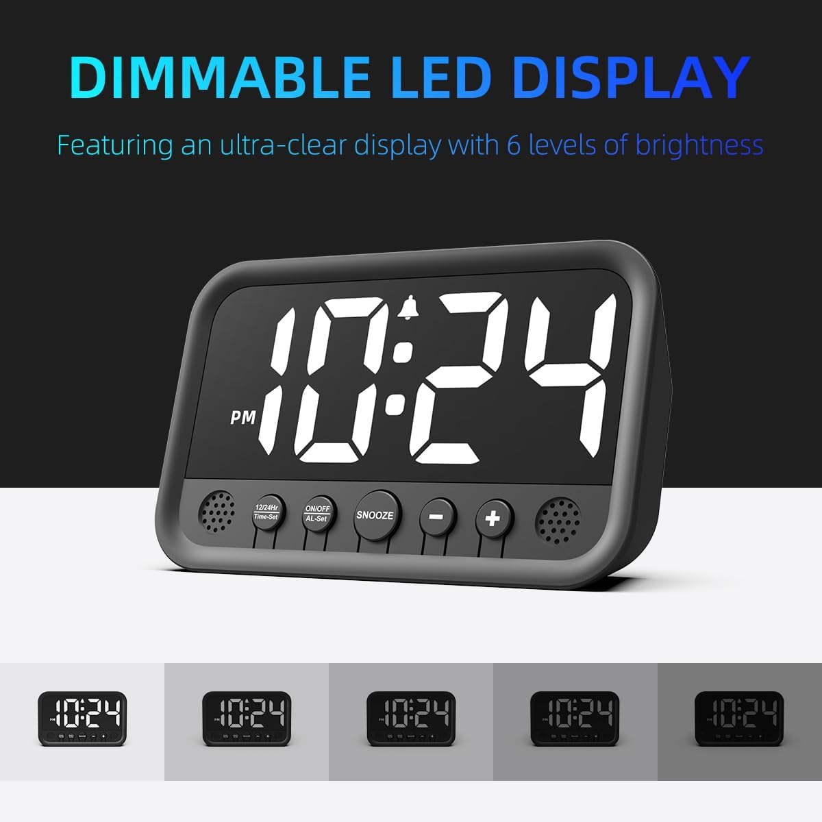 Small LED Digital Clock for Bedroom, Loud Alarm Clock for Heavy Sleepers Adults, Teens | Plug-In Electric Desk Clock | Simple Bedside Nightstand Clock with Adjustable Volume/Brightness/Snooze – Green