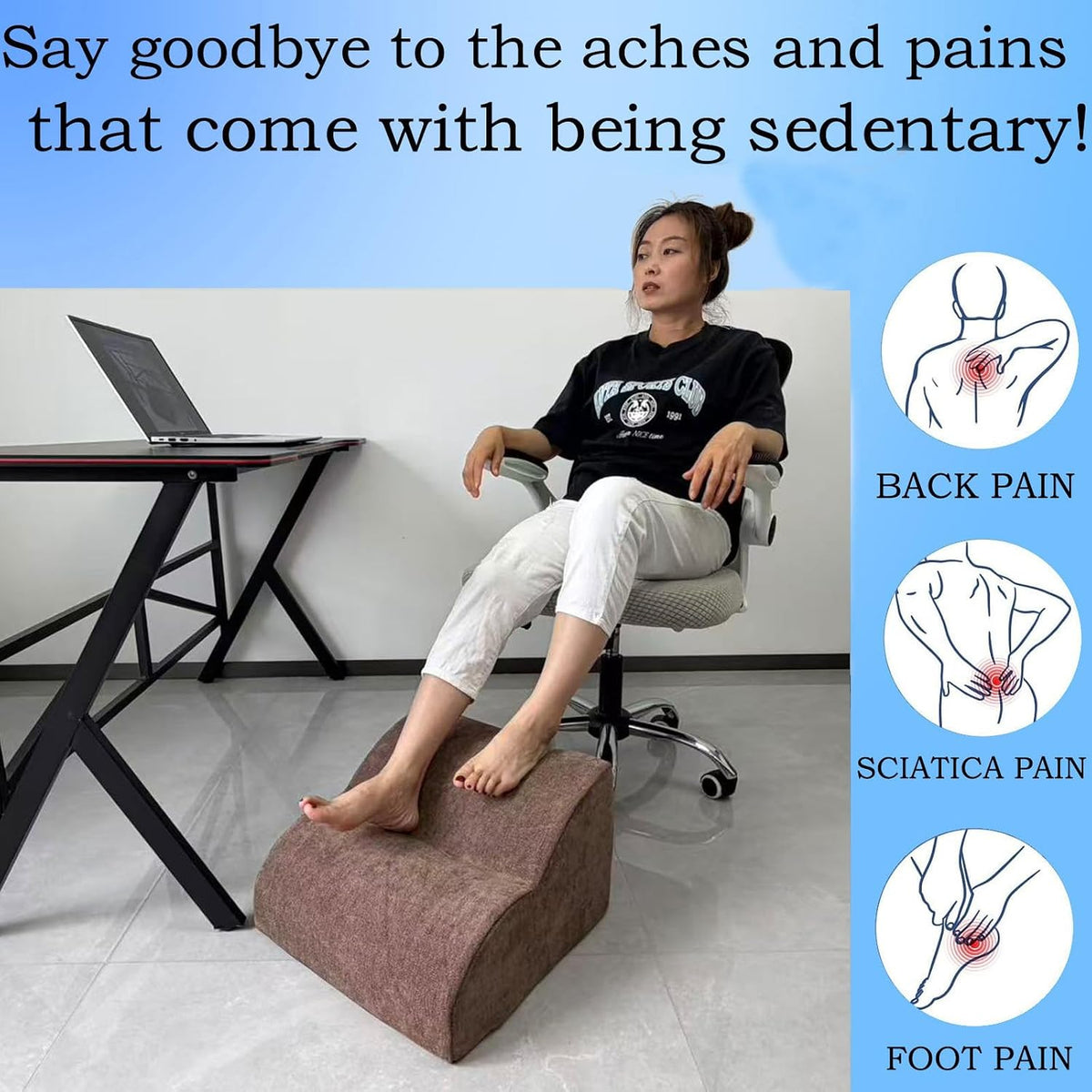 Foot Rest for Under Desk at Work.Multifunctional 3-Tier Foot Stool