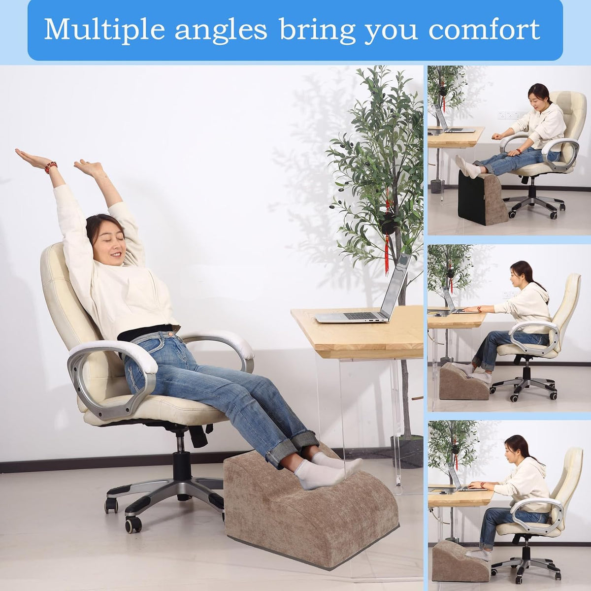 Foot Rest for Under Desk at Work.Multifunctional 3-Tier Foot Stool