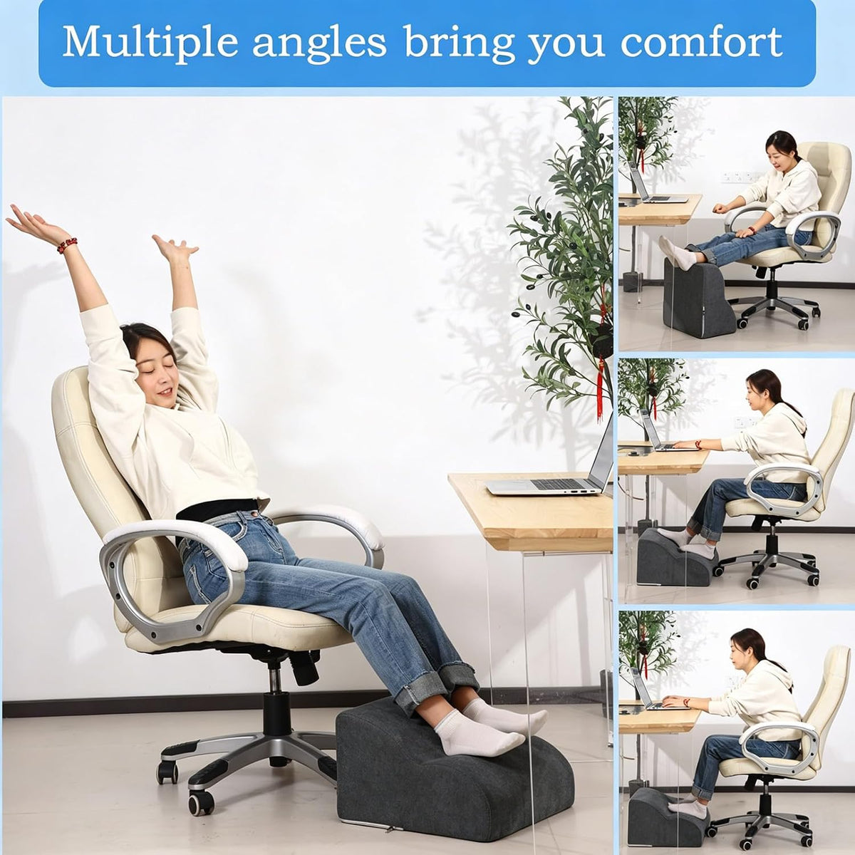 Foot Rest for Under Desk at Work.Multifunctional 3-Tier Foot Stool