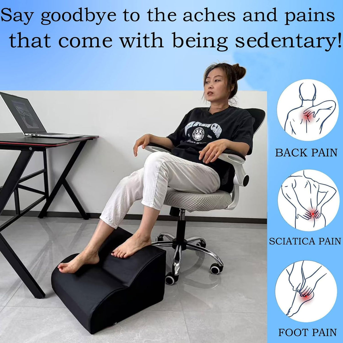 Foot Rest for Under Desk at Work.Multifunctional 3-Tier Foot Stool