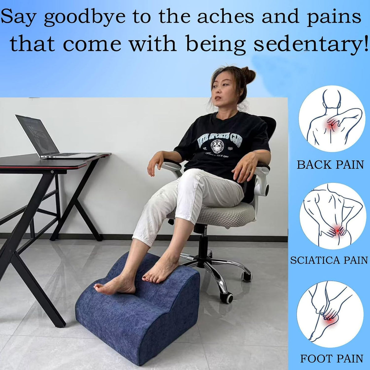 Foot Rest for Under Desk at Work.Multifunctional 3-Tier Foot Stool