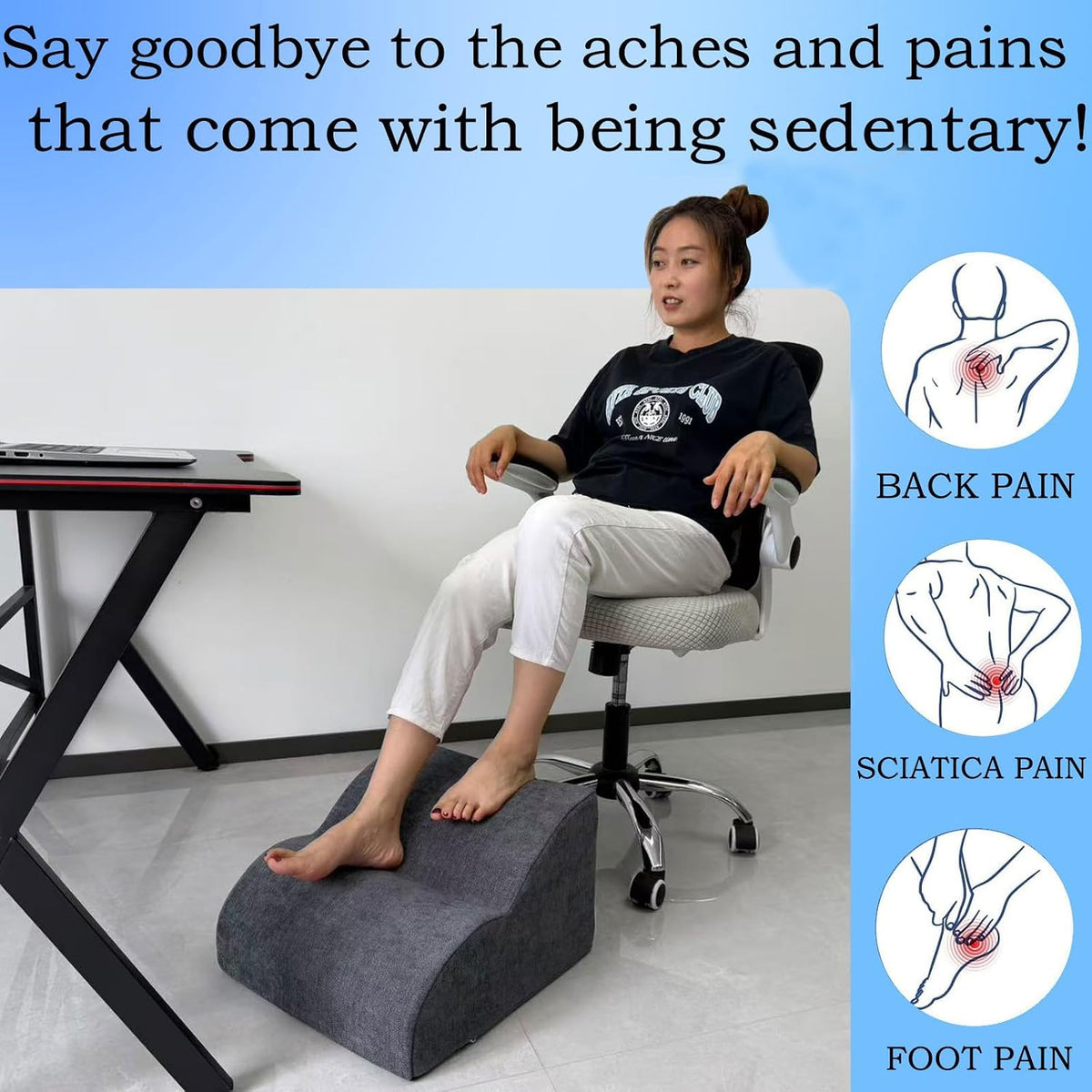 Foot Rest for Under Desk at Work.Multifunctional 3-Tier Foot Stool