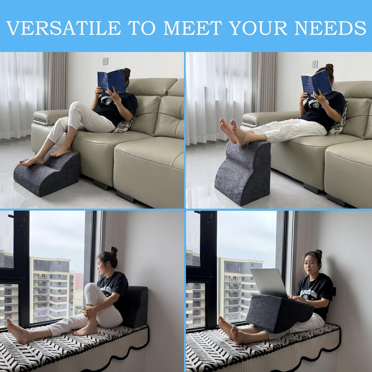 Foot Rest for Under Desk at Work.Multifunctional 3-Tier Foot Stool