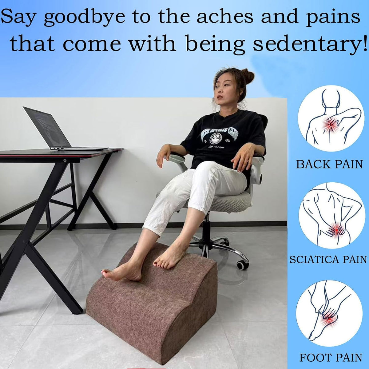 Foot Rest for Under Desk at Work.Multifunctional 3-Tier Foot Stool
