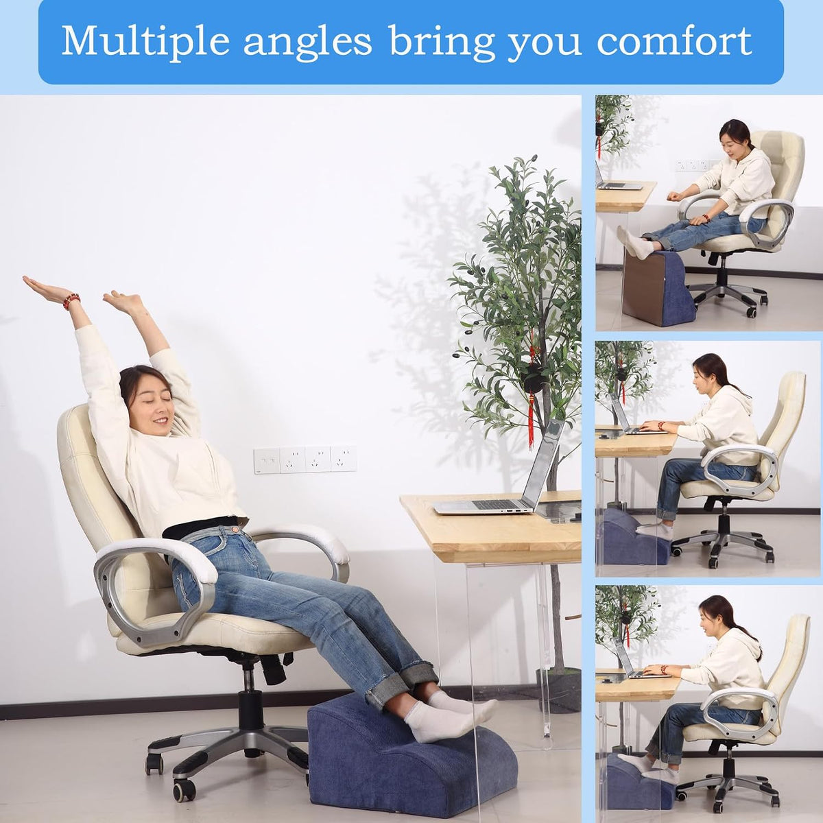 Foot Rest for Under Desk at Work.Multifunctional 3-Tier Foot Stool
