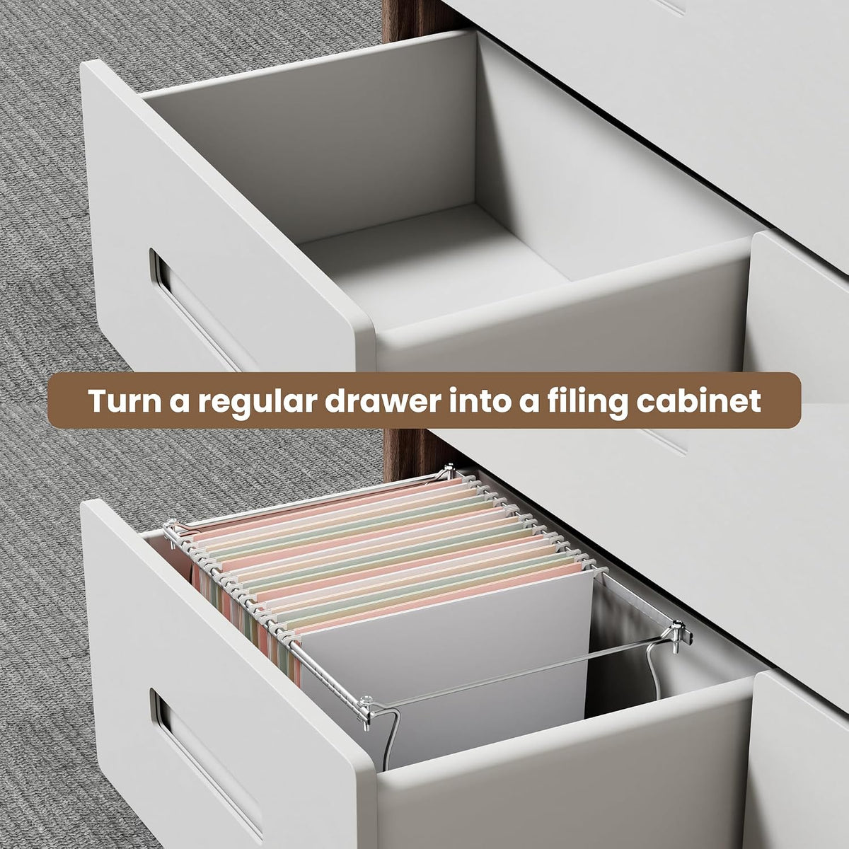 Hanging File Folder Frame, Letter Size File Drawer Organizer for Desks, Adjustable File Cabinet Rails 13.5 to 17.5 Inches, Set of 1