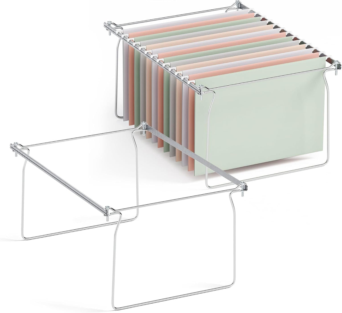 Hanging File Folder Frame, Letter Size File Drawer Organizer for Desks, Adjustable File Cabinet Rails 13.5 to 17.5 Inches, Set of 1