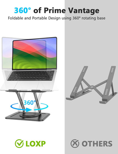 Adjustable Laptop Stand, Computer Stand with 360 Rotating Base