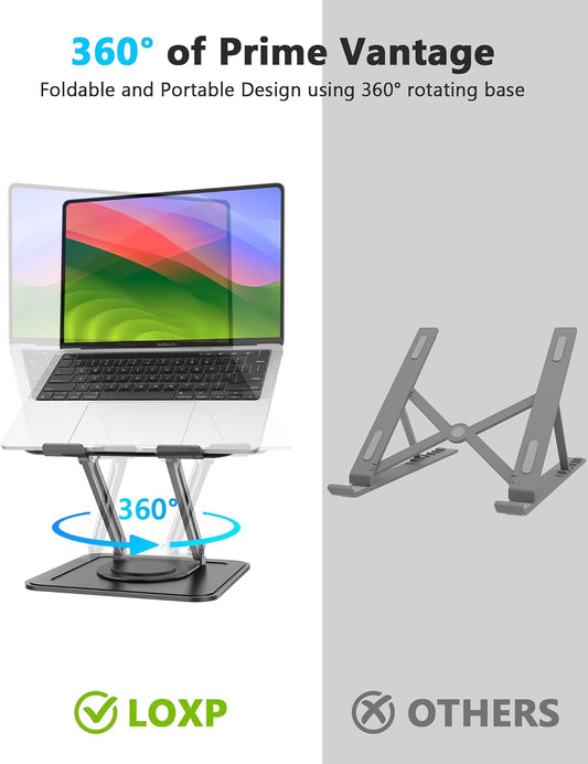 Adjustable Laptop Stand, Computer Stand with 360 Rotating Base