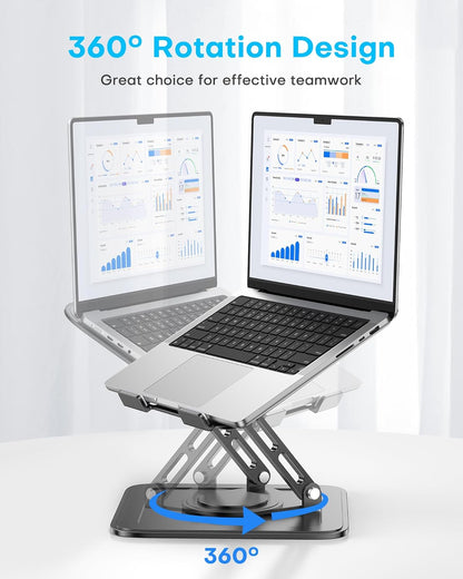 Adjustable Laptop Stand, Computer Stand with 360 Rotating Base