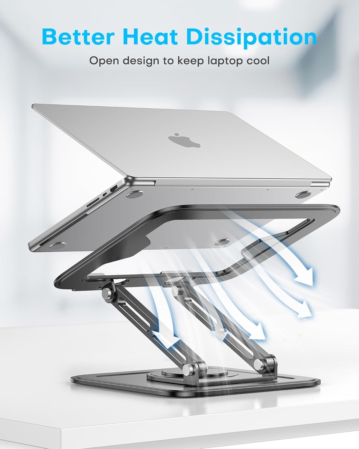 Adjustable Laptop Stand, Computer Stand with 360 Rotating Base