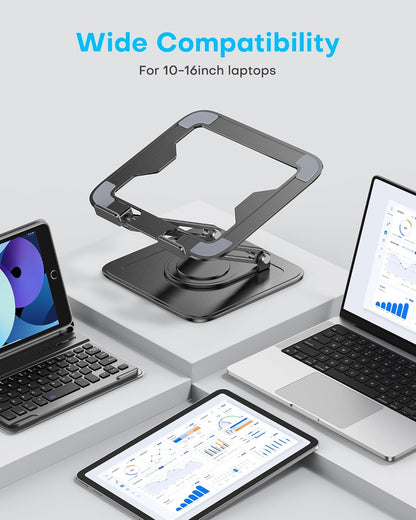 Adjustable Laptop Stand, Computer Stand with 360 Rotating Base